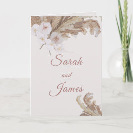 Boho Blush Wasserfarbe Blume Pampas Grass Wedding Einladung