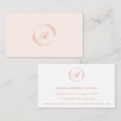 Boho Blush Wasserfarben Wappen Wreath Monogramm Visitenkarte (Vorne/Hinten)