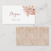 Boho Blush Watercolor Bloral Wedding Platzkarte (Vorne/Hinten)