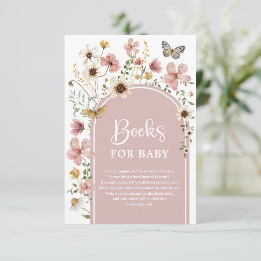 Boho Blush Wildblume Wiese Books for Baby Girl Begleitkarte (Stehend Vorderseite)