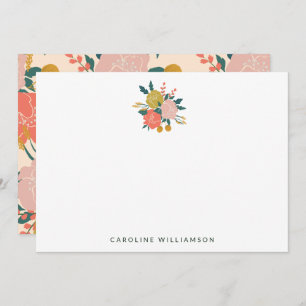Boho Blush Yellow Botanische Blume Personalisiert  Mitteilungskarte