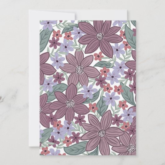 Boho Blüte, handgezeichnete Blume Save the Date (Rückseite)