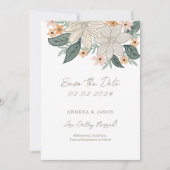 Boho Blüte, handgezeichnete Blume Save the Date (Vorderseite)