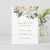Boho Blüte, handgezeichnete Blume Save the Date (Stehend Vorderseite)