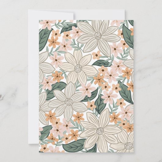 Boho Blüte, handgezeichnete Blume Save the Date (Rückseite)