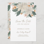 Boho Blüte, handgezeichnete Blume Save the Date (Vorne/Hinten)