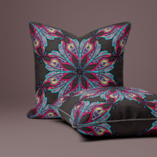 Boho-Blüte in Mocha-Braun Kissen