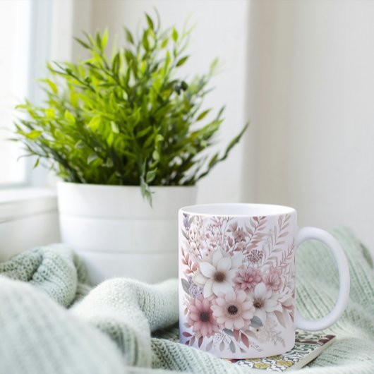 Boho Blüte mit Rosa Kaffeetasse