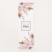 Boho Blüten federn weißes Rosa mädchenhaft mit Mon Yogamatte (Vorderseite)