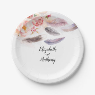 Boho BlütenFeathers Pappteller