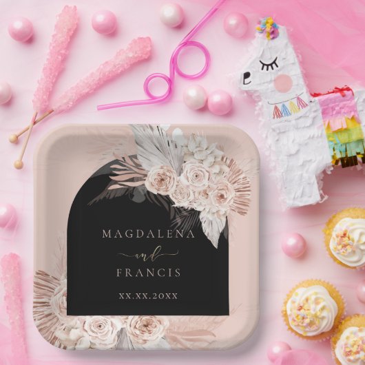 Boho-Blütenmarsch Pappteller (Party)