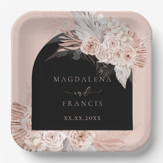 Boho-Blütenmarsch Pappteller (Vorderseite)