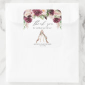 Boho Blütenrot Rosa Marsala Teepe Vielen Dank Quadratischer Aufkleber (Tasche)