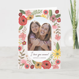 Boho Blütenröte Mütter Tag zeichnend Karte