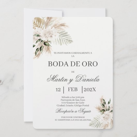 Boho boda de oro einladung (Vorderseite)