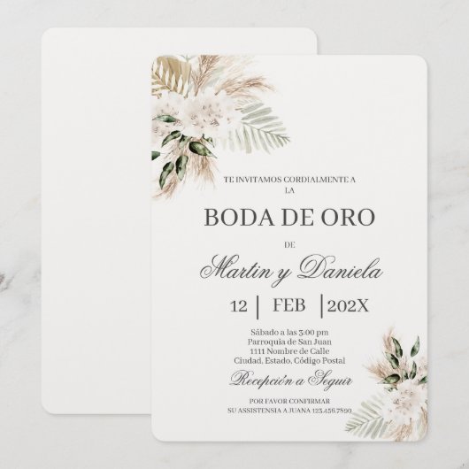 Boho boda de oro einladung (Vorne/Hinten)