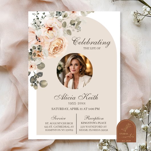 Boho-Bogen-Blumen-Todesanzeige Einladung