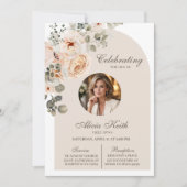 Boho-Bogen-Blumen-Todesanzeige Einladung (Vorderseite)