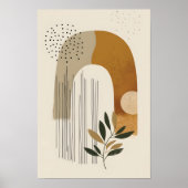 Boho-Bogen Botanisch Geometrisch Neutral Terrakott Poster (Vorne)