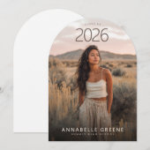 Boho Bogen Foto Abschlussfeier Einladung (Vorne/Hinten)