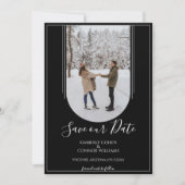 Boho-Bogen-Foto Save the Date | Schwarz (Vorderseite)