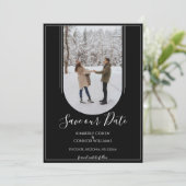 Boho-Bogen-Foto Save the Date | Schwarz (Stehend Vorderseite)