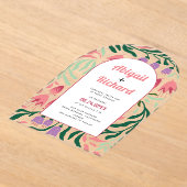 Boho-Bogen mit Retro-Ästen und Blume Hochzeit Acryleinladungen (Ablage )