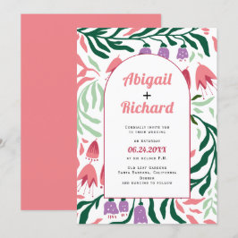 Boho-Bogen mit Retro-Ästen und Blume Hochzeit Einladung