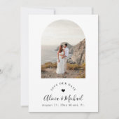 Boho-Bogen moderne QR-Code-Foto-Hochzeit Save The Date (Vorderseite)