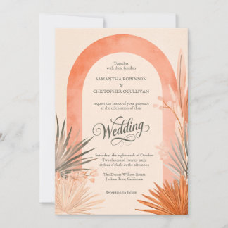 Boho-Bogen-Pampasgras-Hochzeit Einladung