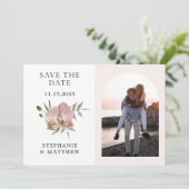 Boho-Bogen-Staub-Orchideen-Foto-Hochzeit Save The Date (Stehend Vorderseite)