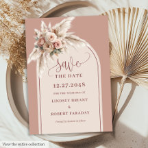 Boho-Bogen-Staubrosa-Blumen-Save-the-Date-Karte