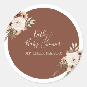 Boho-Bogen-Terrakotta-Blumen-Danke-Aufkleber Runder Aufkleber