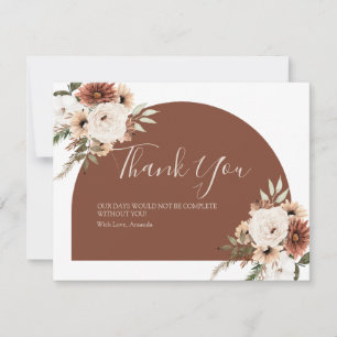 Boho-Bogen Terrakotta Weiß Florales Babyshower Dankeskarte