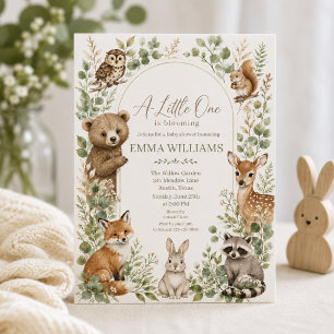 Boho-Bogen-Wasserfarbe-Waldtiere-Baby-Shower-Einla Einladung