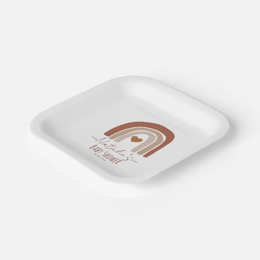 Boho bohemain Aquarell Babydusche Regenbogen Pappteller (Gewinkelt)