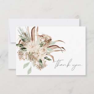 Boho Bohemain Beige Floral Danke Karte