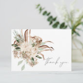 Boho Bohemain Beige Floral Danke Karte (Stehend Vorderseite)