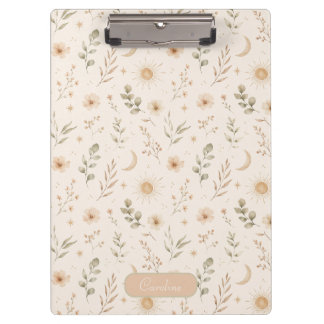 Boho-Boheme-Blumen-Mond-Sonne-Botanik Klemmbrett