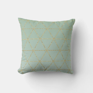 Boho-Boheme-Schick Gold- und Mint-Geometrie-Glamou Kissen