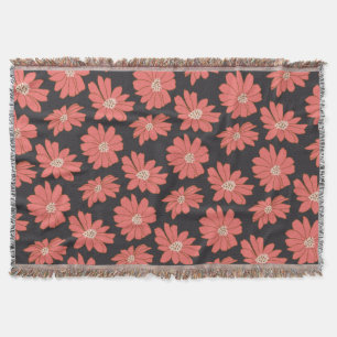 Boho Bohemian Botanische Blumen in Navy und Rot Decke