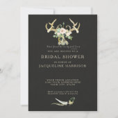 Boho Bohemian Deer Antler Floral Bridal Shower Einladung (Vorderseite)