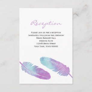 Boho-Bohemian-Feder-Purple-Hochzeitsempfang Begleitkarte