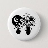 Boho bohemian floral sun moon button (Vorderseite)