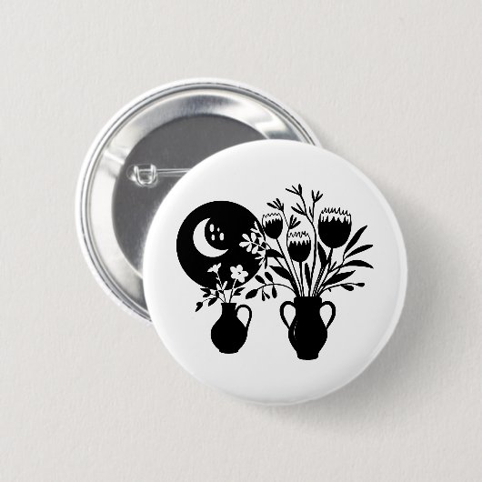 Boho bohemian floral sun moon button (Vorne & Hinten)