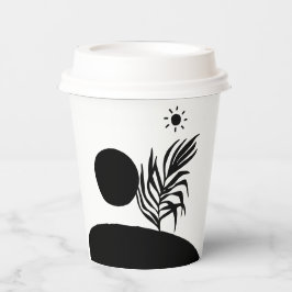 boho bohemian floral sun moon pappbecher