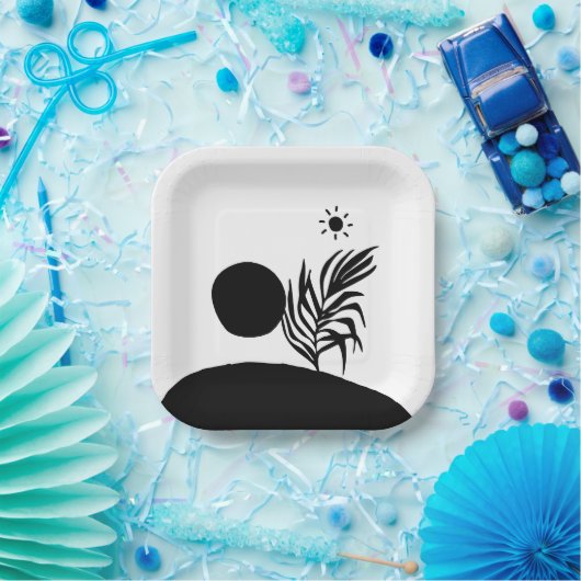 boho bohemian floral sun moon pappteller (Party)