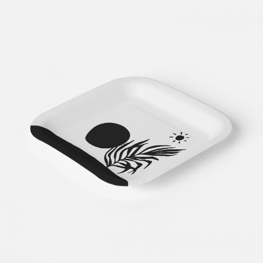 boho bohemian floral sun moon pappteller (Gewinkelt)