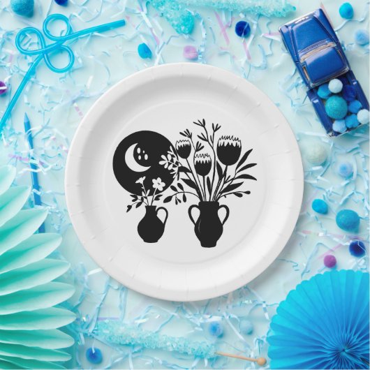 Boho bohemian floral sun moon pappteller (Party)