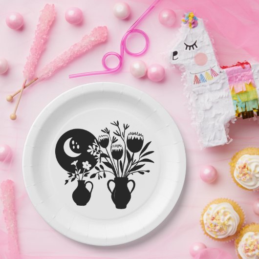 Boho bohemian floral sun moon pappteller (Party)